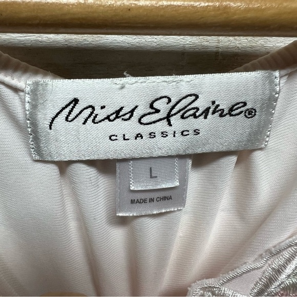 Miss Elaine Nylon Tricot Nightgown Womens Large Pink Flutter Sleeves Embroidered - Picture 7 of 11